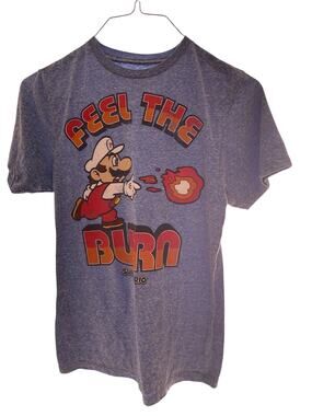 SUPER MARIO SIZE SMALL BLUE T SHIRT WITH GRAPHICS